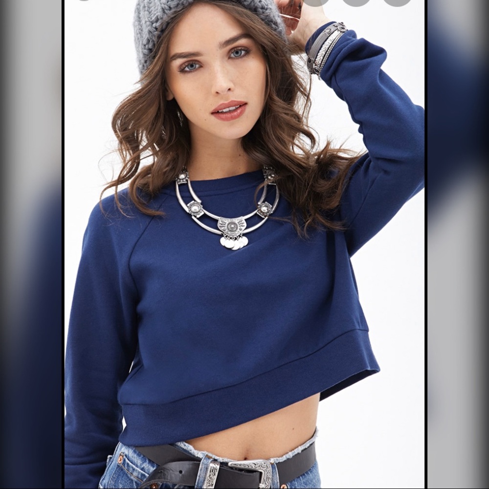 Navy Blue cropped sweat shirt
